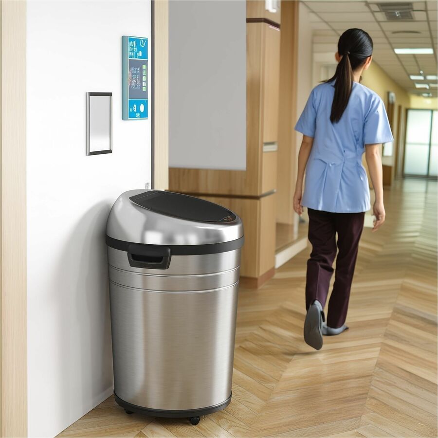 HLS Commercial XL Round Stainless Sensor Trash Can