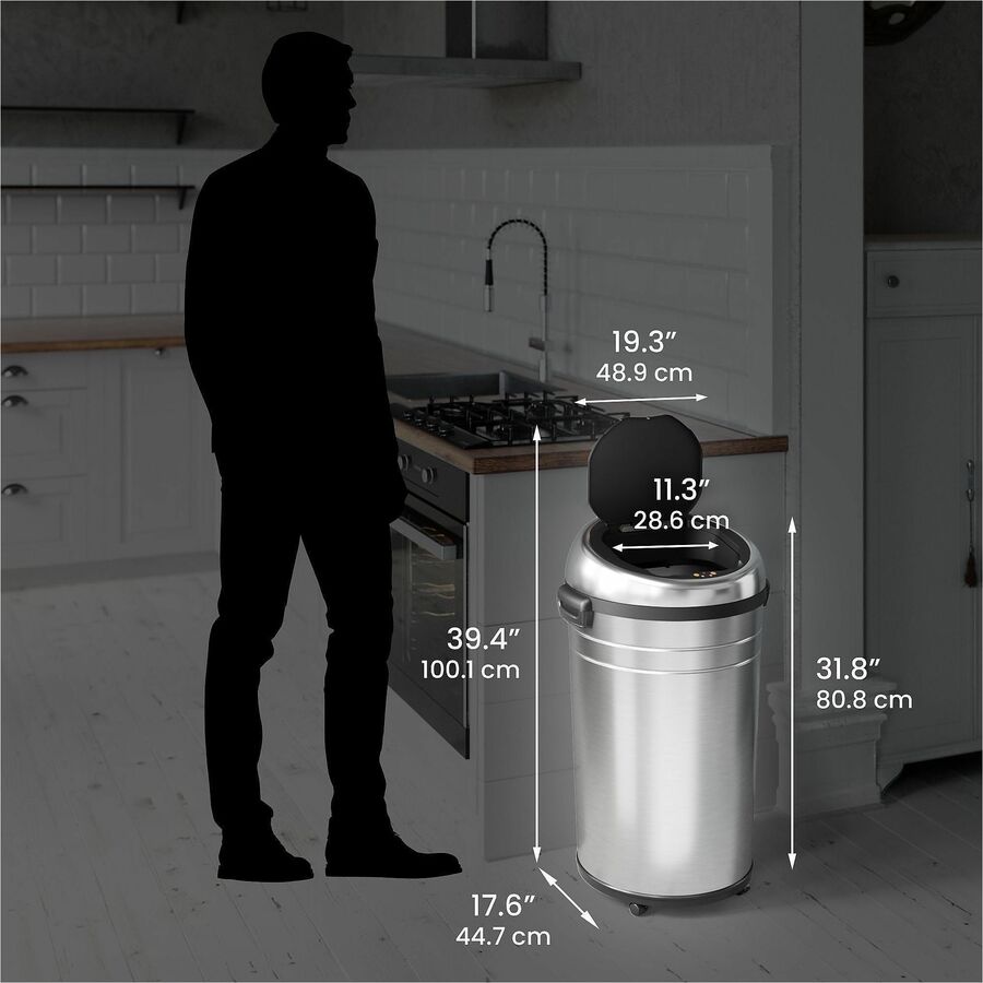 HLS Commercial XL Round Stainless Sensor Trash Can