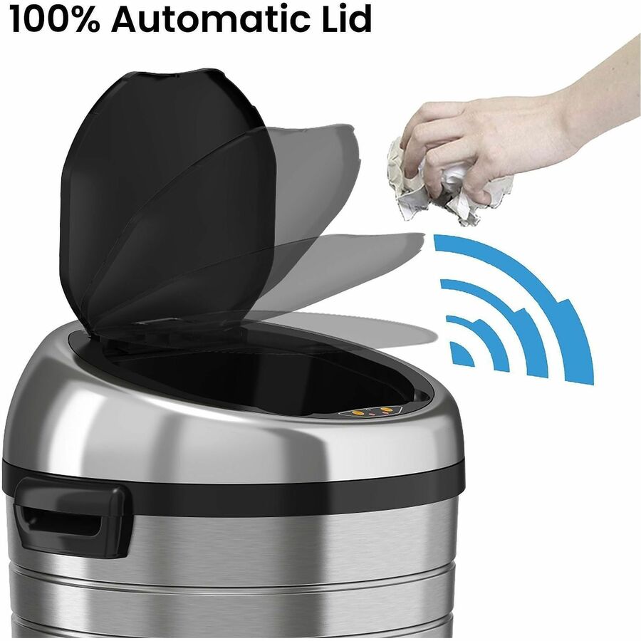 HLS Commercial XL Round Stainless Sensor Trash Can