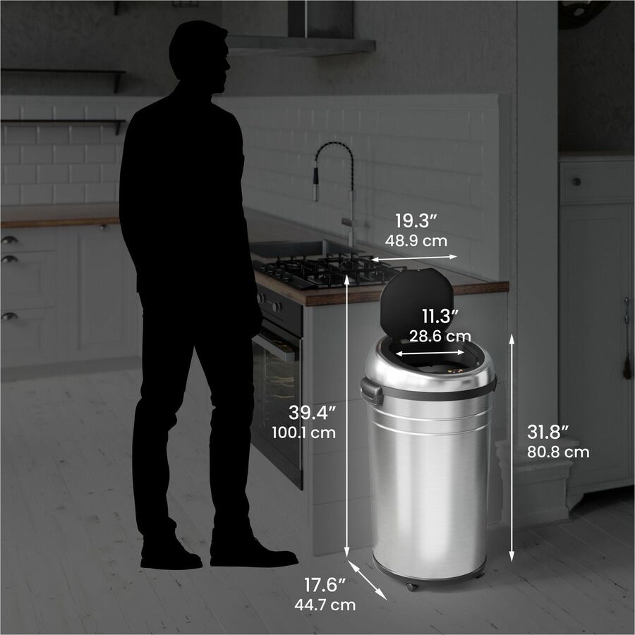 HLS Commercial XL Round Stainless Sensor Trash Can