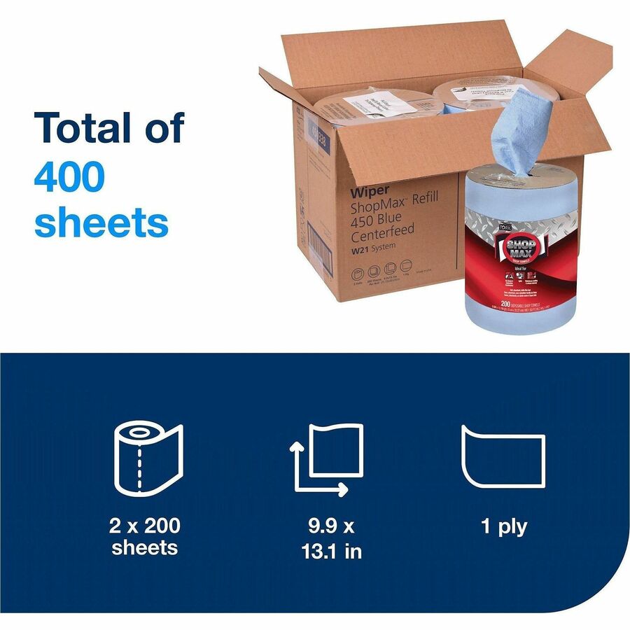 TORK ShopMax Heavy Duty Centerfeed Paper Towel Blue W22