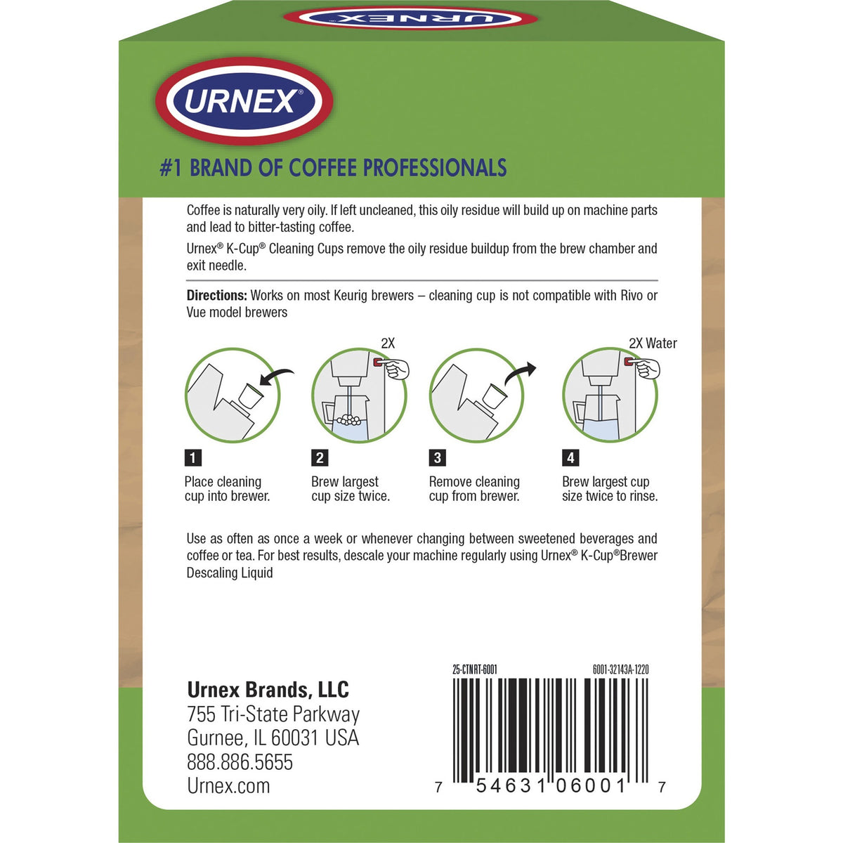 Urnex Single Brewer Cleaning Cups
