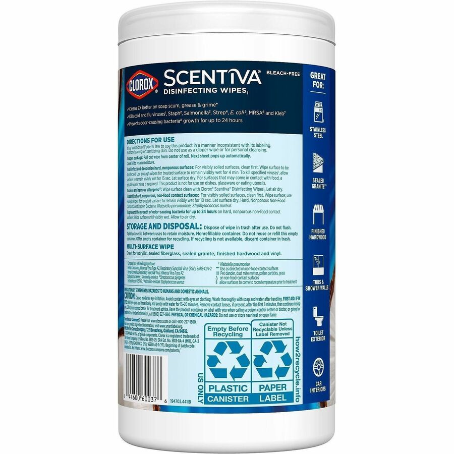 Clorox Scentiva Wipes, Bleach Free Cleaning Wipes