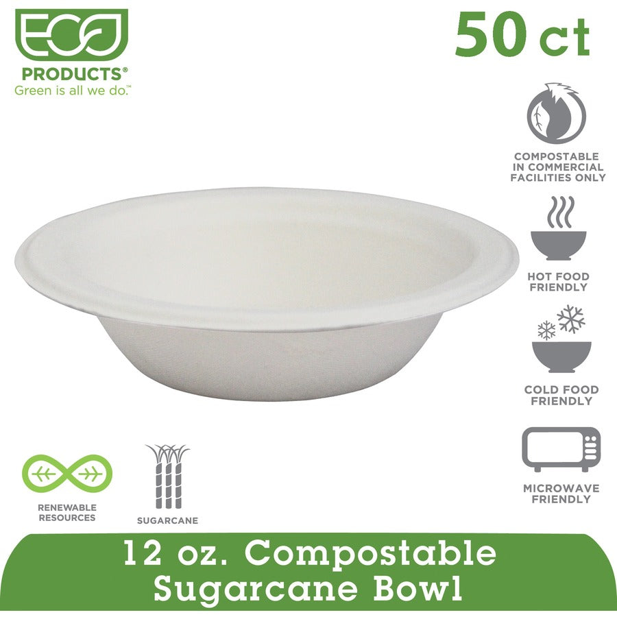 Eco-Products Vanguard 12 oz Sugarcane Bowls