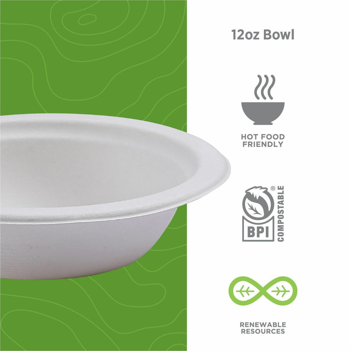 Eco-Products Vanguard 12 oz Sugarcane Bowls