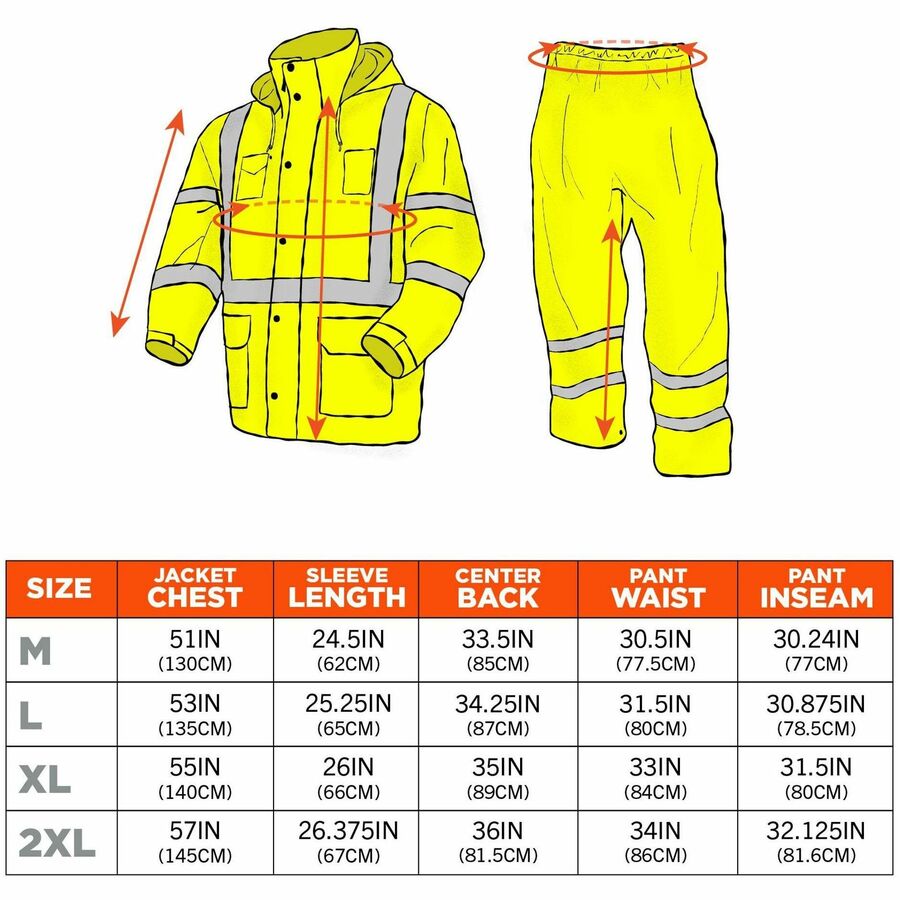 Ergodyne GloWear 8376K Hi-Vis Rain Suit Kits