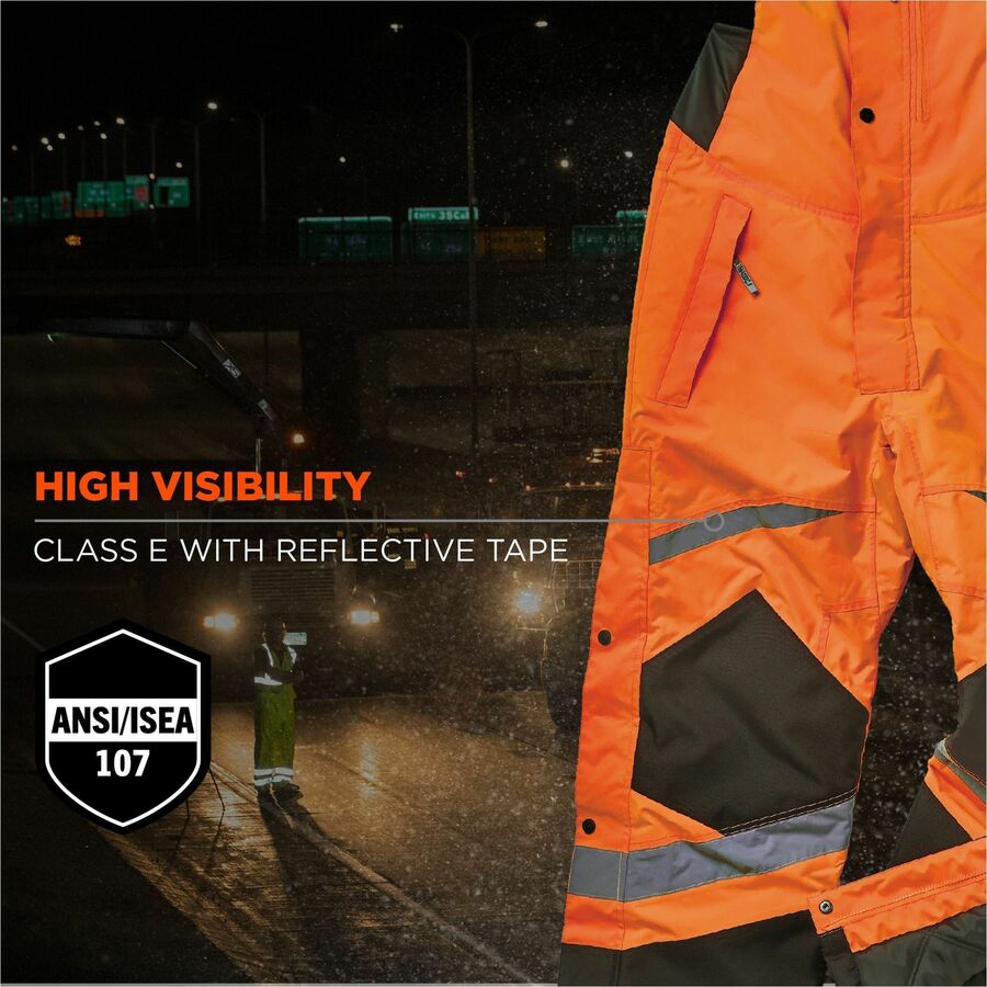 Ergodyne 8928 Hi-Vis Insulated Rain Bibs