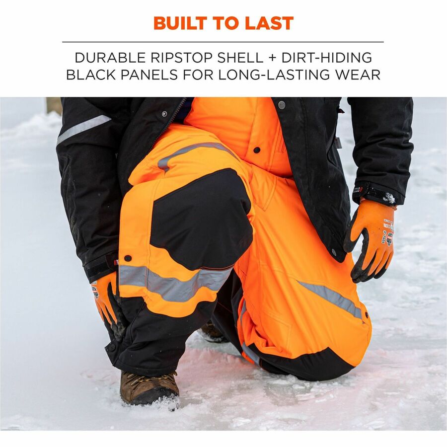 Ergodyne 8928 Hi-Vis Insulated Rain Bibs