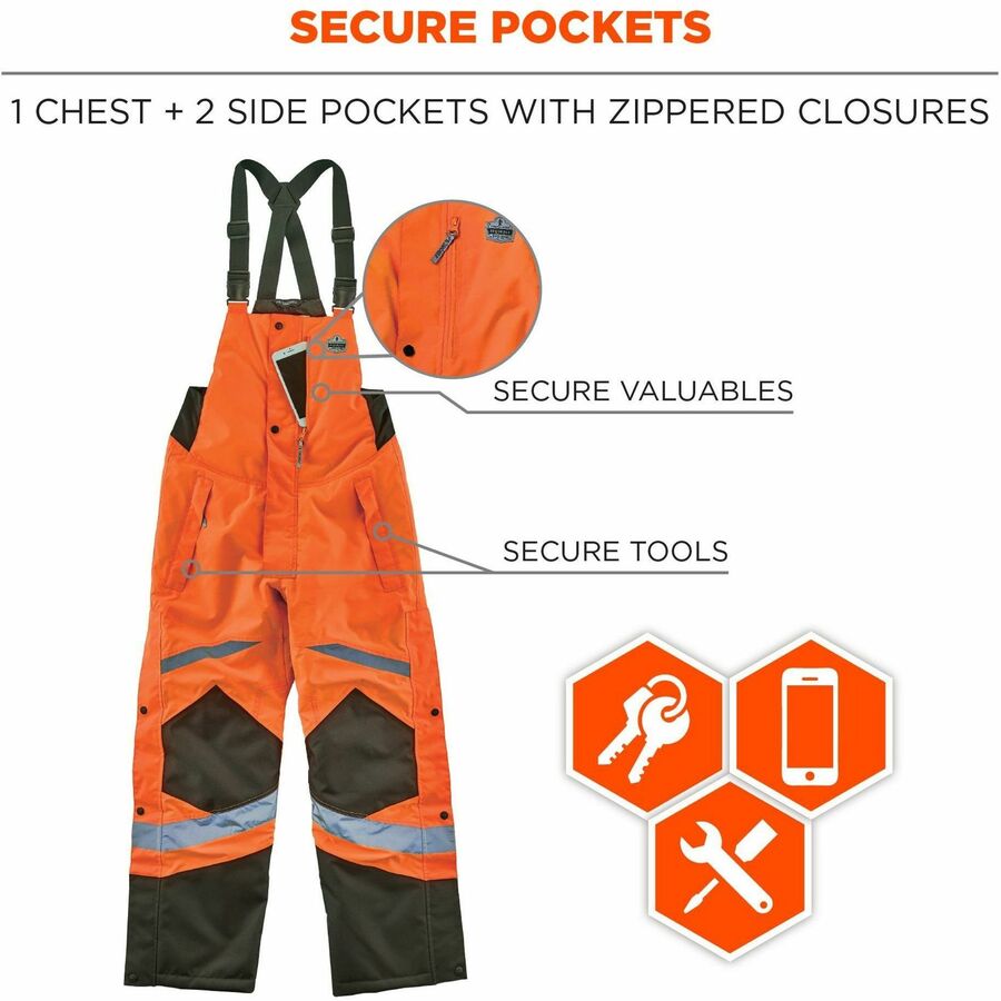 Ergodyne 8928 Hi-Vis Insulated Rain Bibs