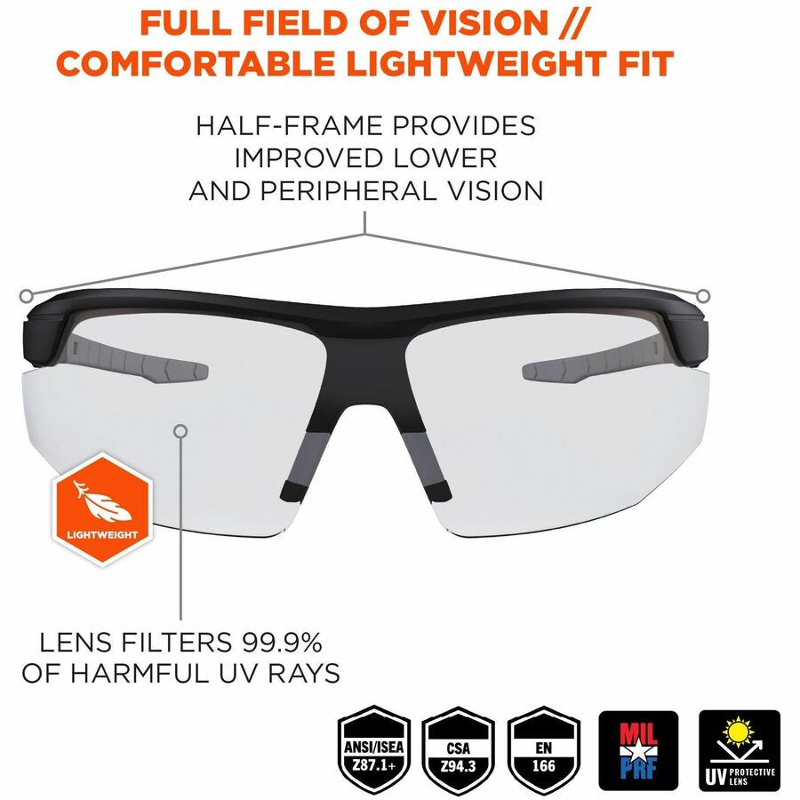Ergodyne SKOLL Anti-Fog Smoke Lens Safety Glasses