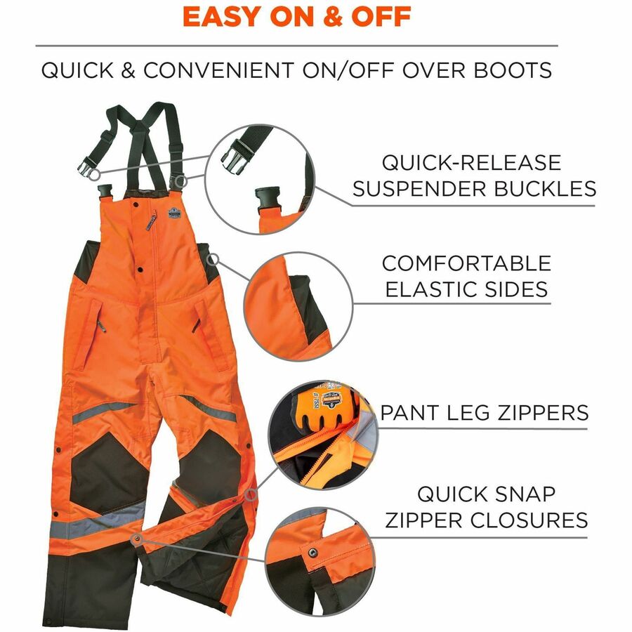 Ergodyne 8928 Hi-Vis Insulated Rain Bibs