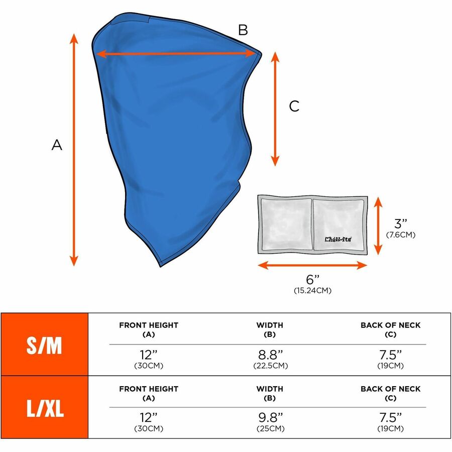 Ergodyne 6482 Cooling Neck Gaiter Bandana with Rechargeable Phase Change Ice Packs
