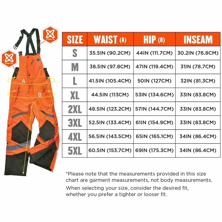 Ergodyne 8928 Hi-Vis Insulated Rain Bibs