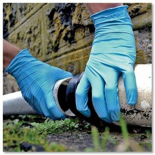 Ammex Gloveworks Blue Nitrile PF Ind SM Gloves