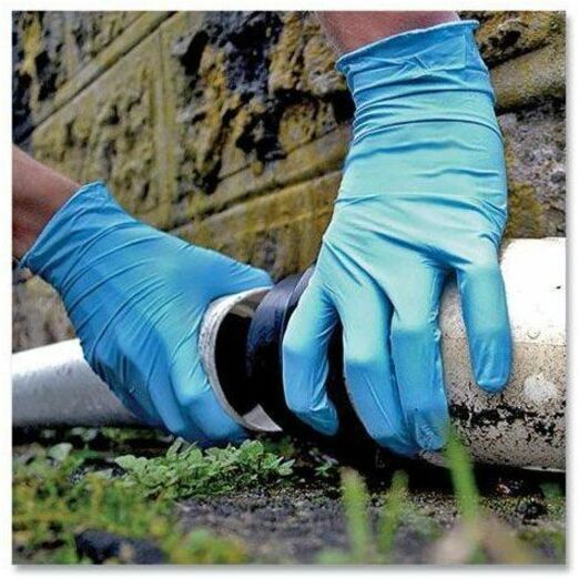 Ammex Gloveworks Blue Nitrile PF Ind MD Gloves