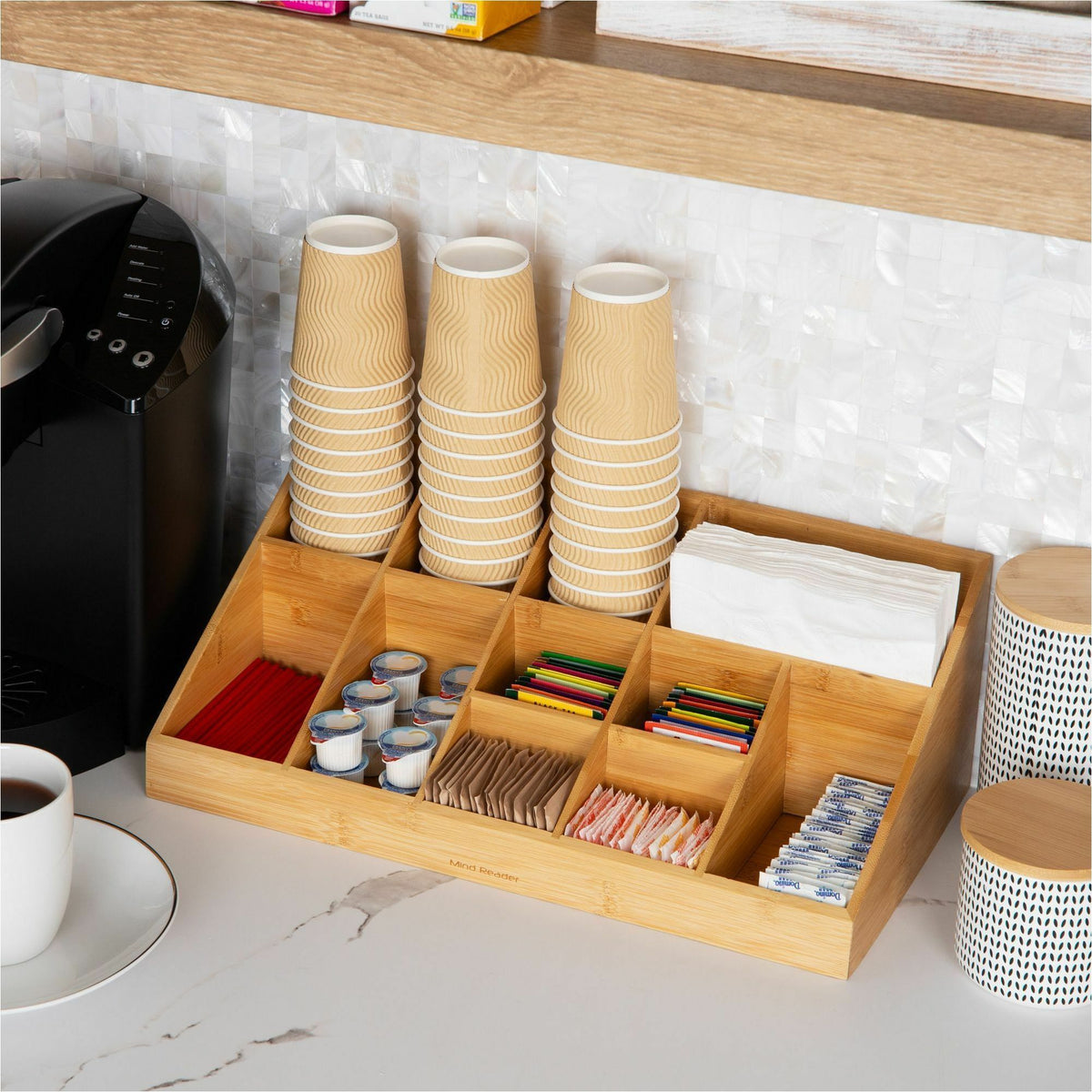 Mind Reader Bali 11-Compartment Bamboo Organizer