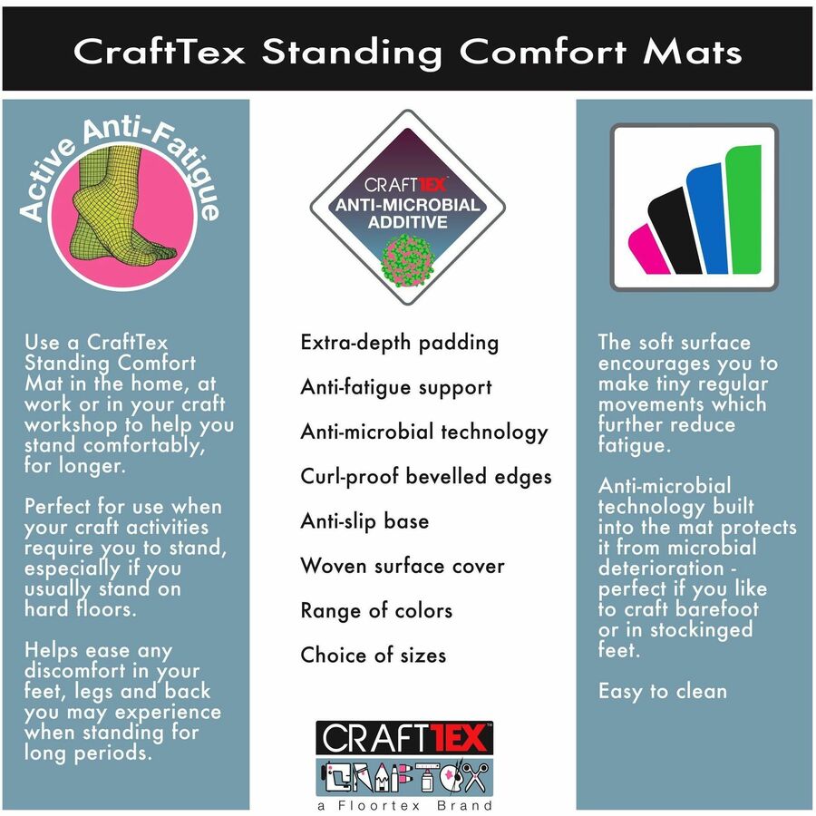 Floortex Black Standing Comfort Mat - 16" x 24"