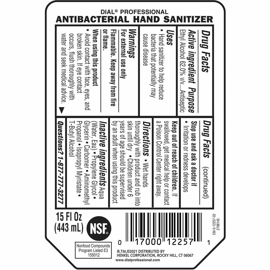 Dial Professional Hand Sanitizer Gel Refill