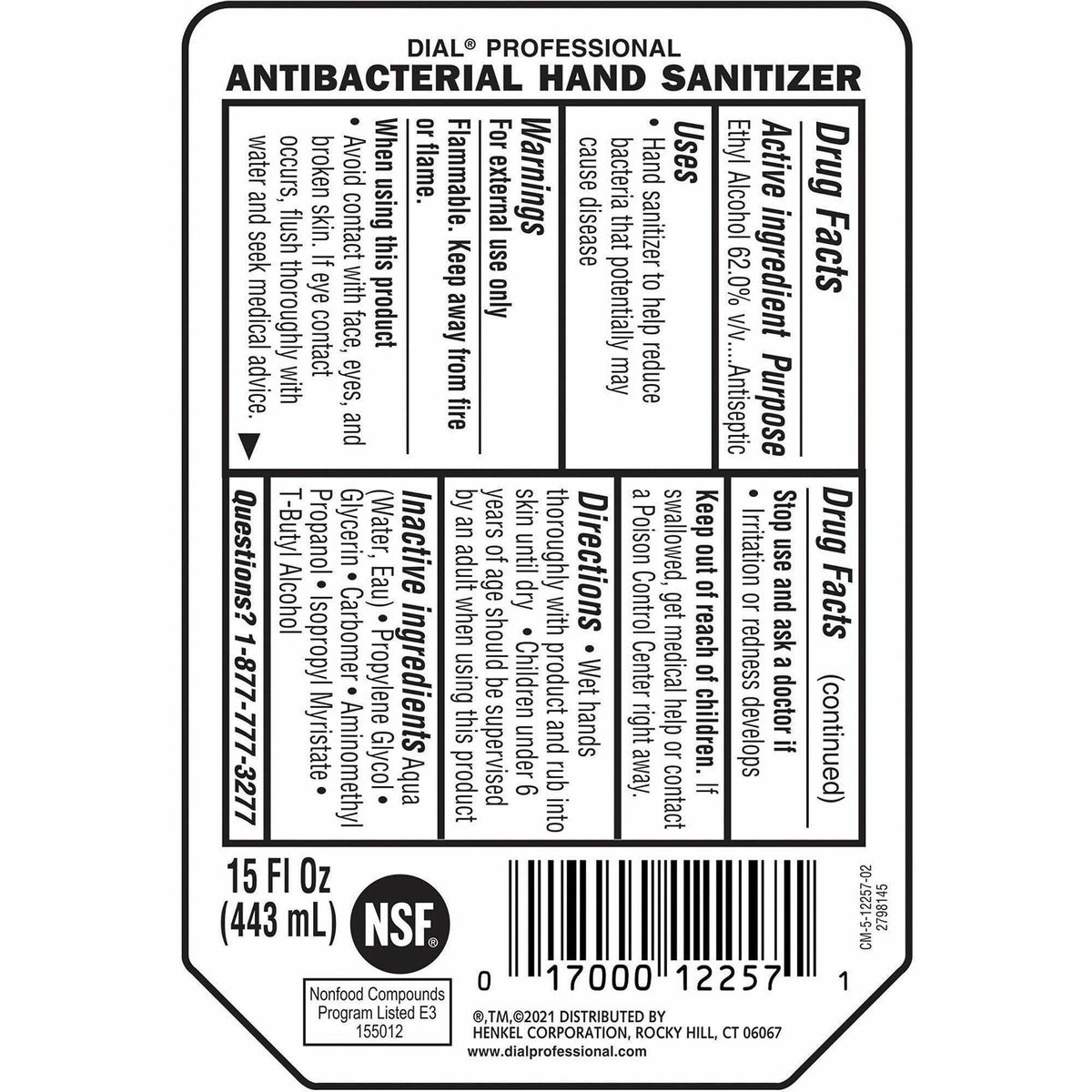 Dial Professional Hand Sanitizer Gel Refill