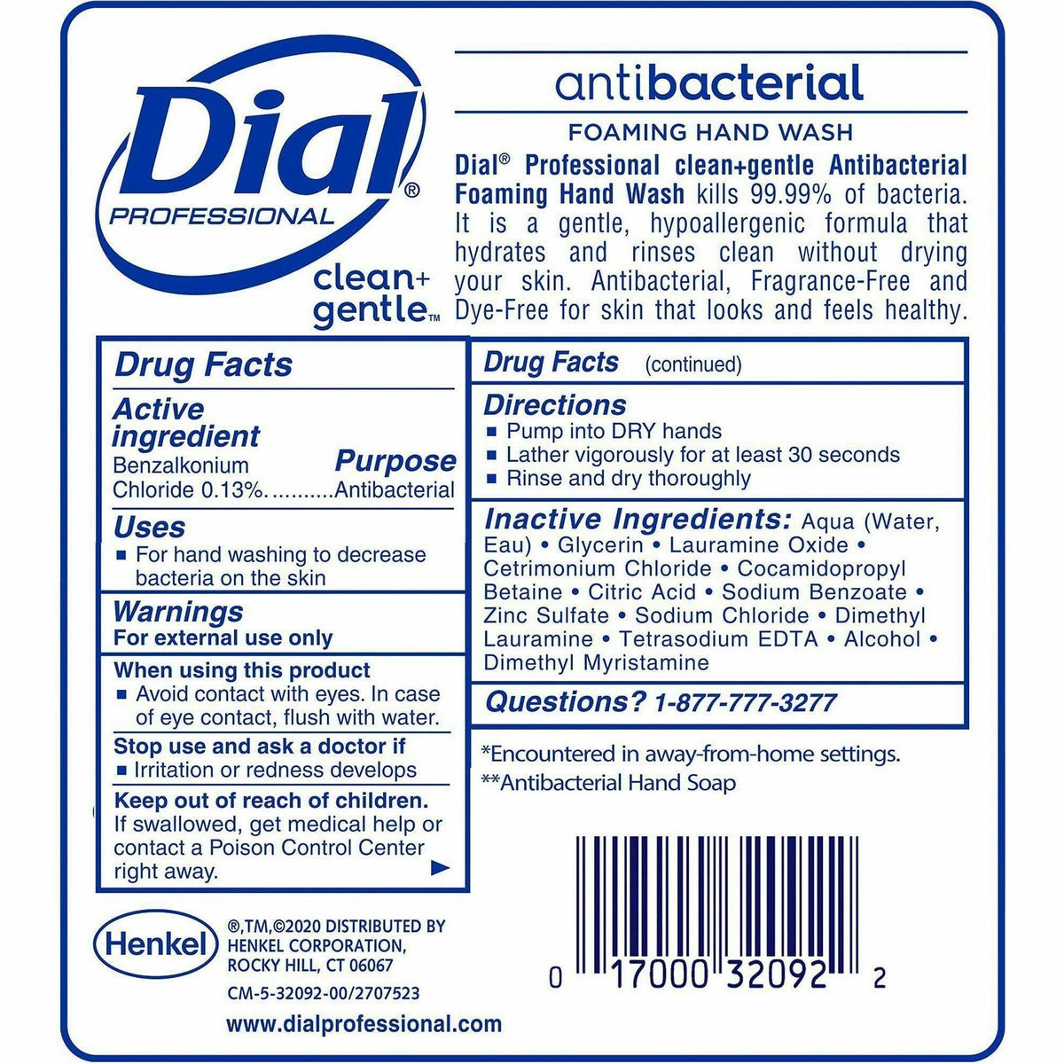 Dial Professional 1700 Refill Clean+ Foaming Hand Wash
