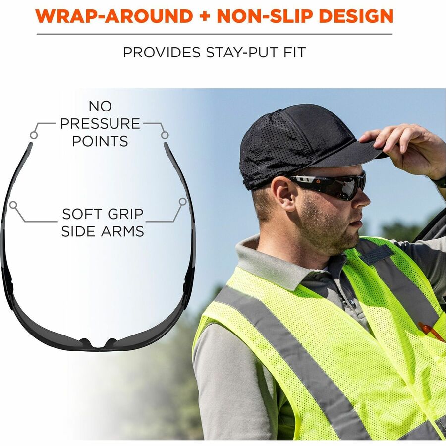 Ergodyne Skullerz SAGA Anti-Scratch & Enhanced Anti-Fog Safety Glasses, Sunglasses