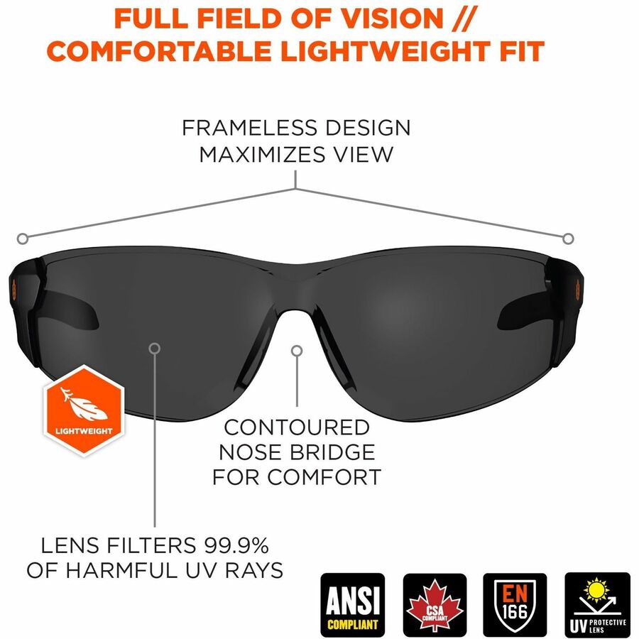 Ergodyne Skullerz SAGA Anti-Scratch & Enhanced Anti-Fog Safety Glasses, Sunglasses