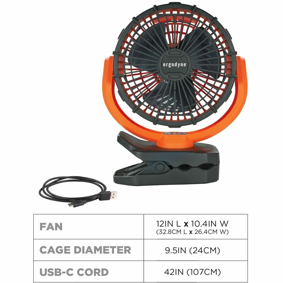 Ergodyne Chill-Its 6090 Rechargeable Portable Jobsite Fan