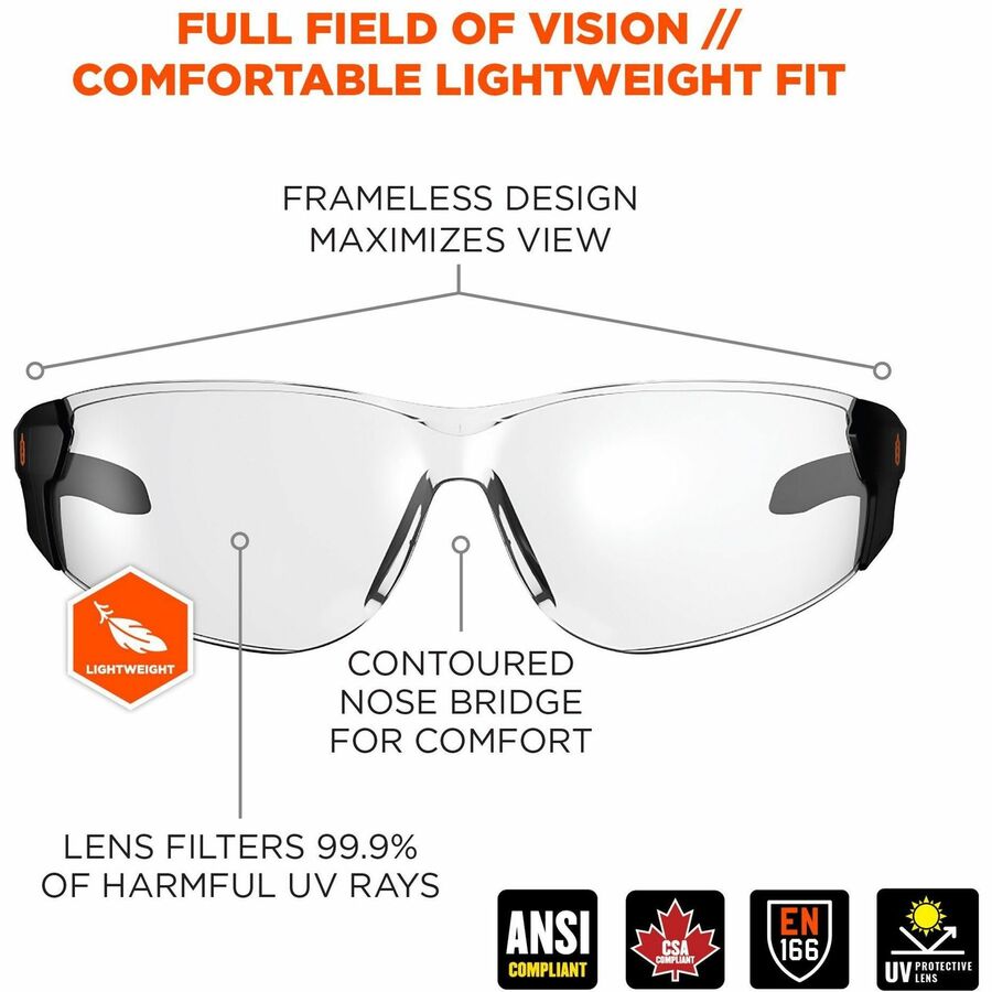 Ergodyne Skullerz SAGA Anti-Scratch & Enhanced Anti-Fog Safety Glasses, Sunglasses