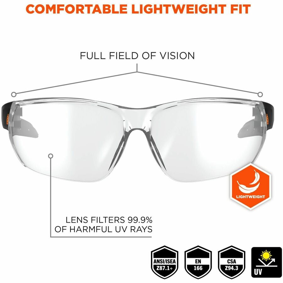 Ergodyne Skullerz VALI Anti-Scratch & Enhanced Anti-Fog Safety Glasses, Sunglasses