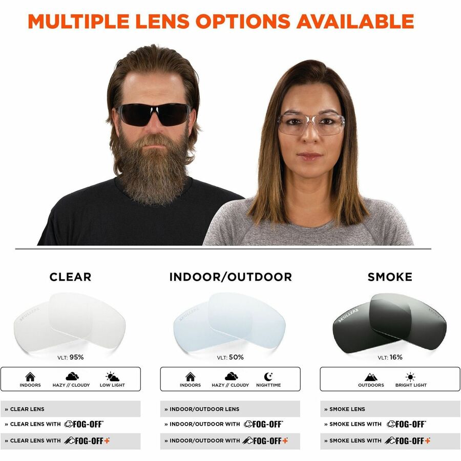 Ergodyne Skullerz VALI Anti-Scratch & Enhanced Anti-Fog Safety Glasses, Sunglasses