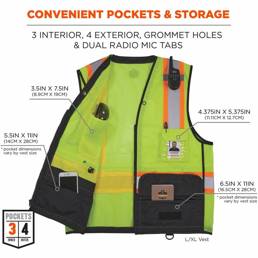Ergodyne 8251HDZ-BK 2-Tone Hi-Vis Safety Vests