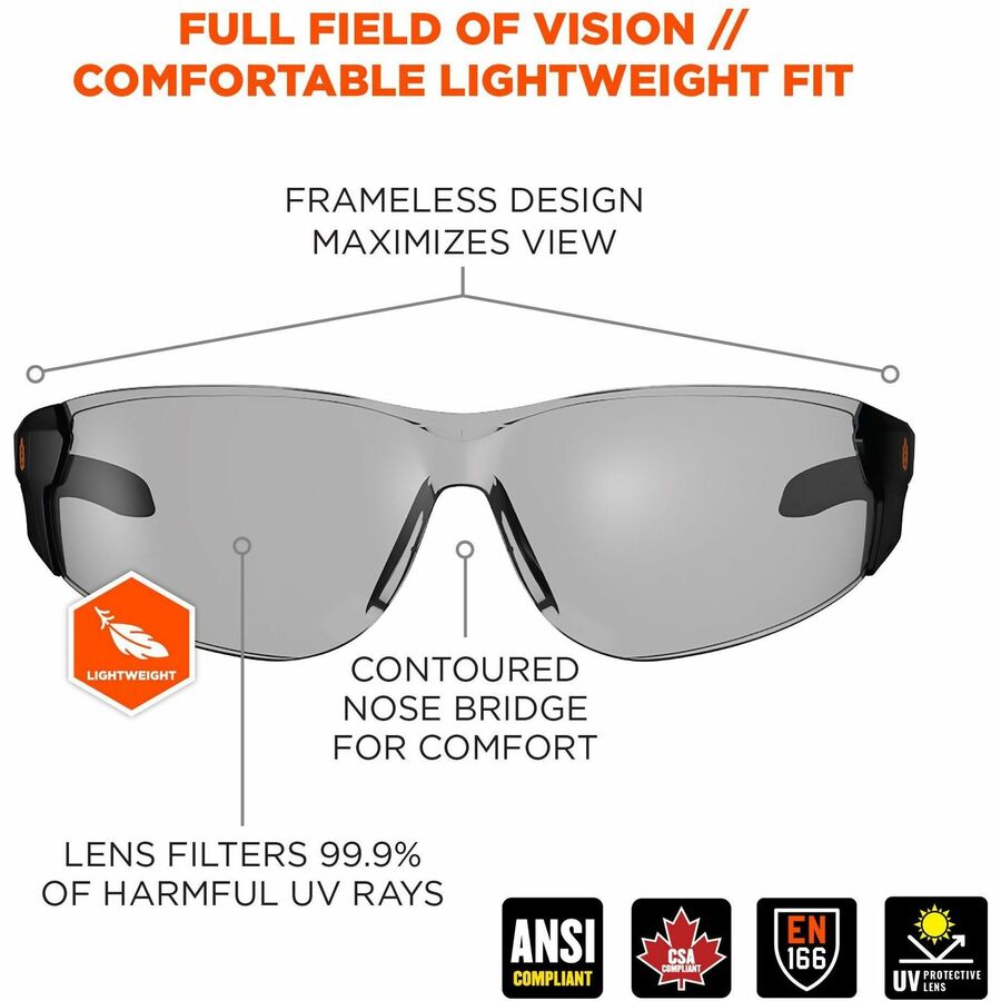 Ergodyne Skullerz SAGA Anti-Scratch & Enhanced Anti-Fog Safety Glasses, Sunglasses