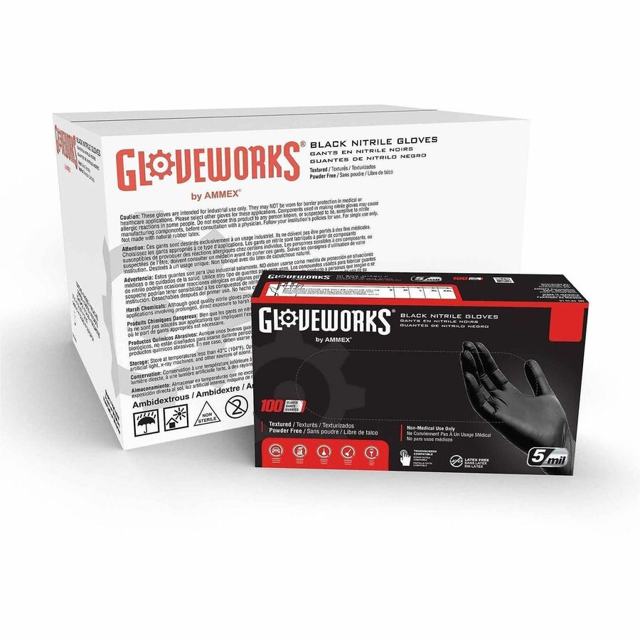 Gloveworks Industrial Black Nitrile Disposable Gloves