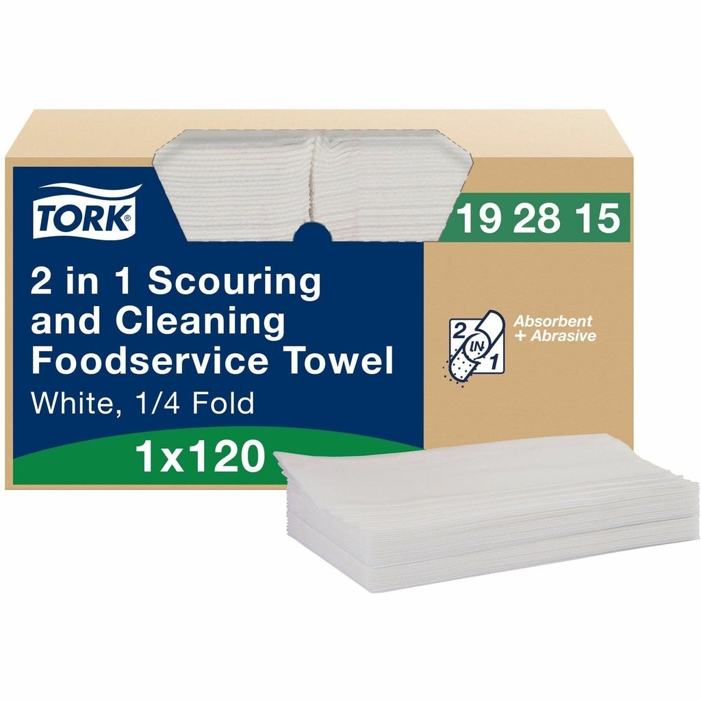 TORK 2 in 1 Scouring and Cleaning Foodservice Towel White, Absorbent, 1 x 120 Sheets