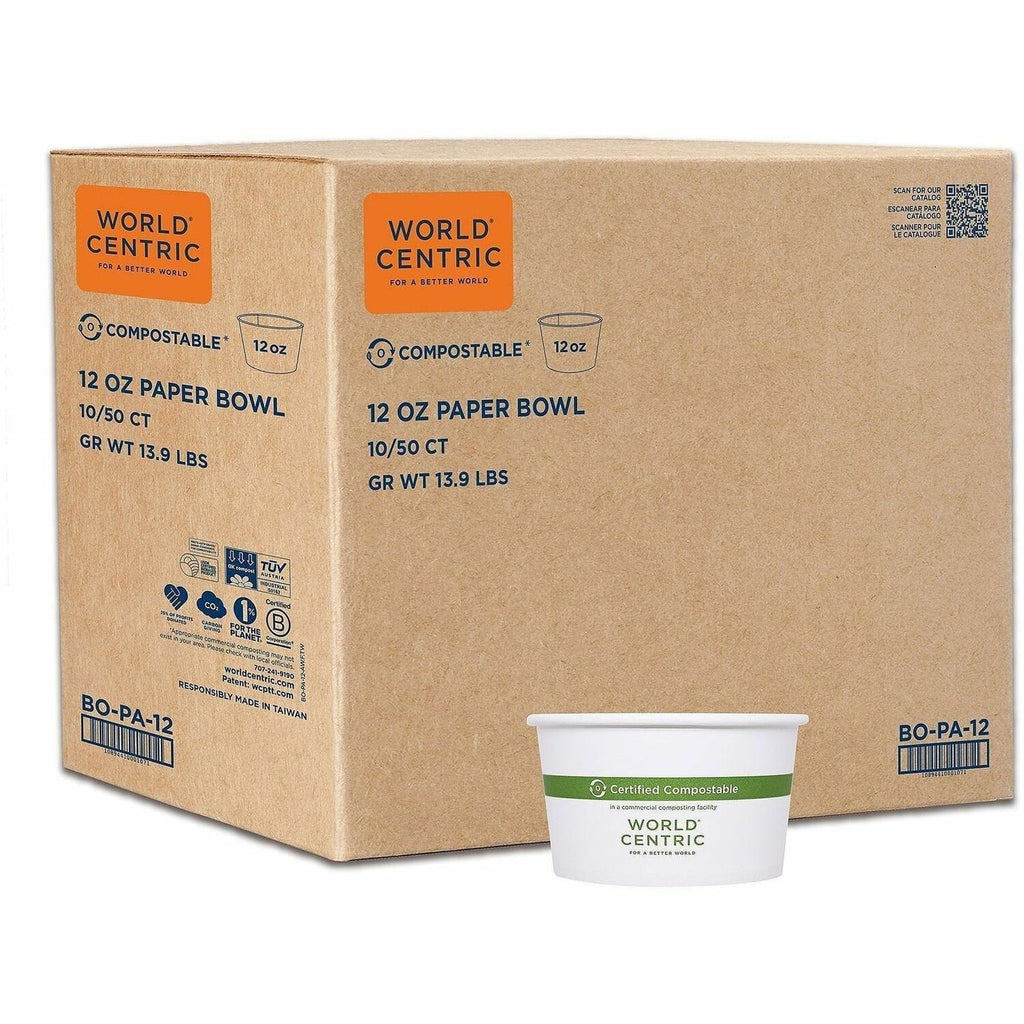 World Centric Compostable White Paper Bowls