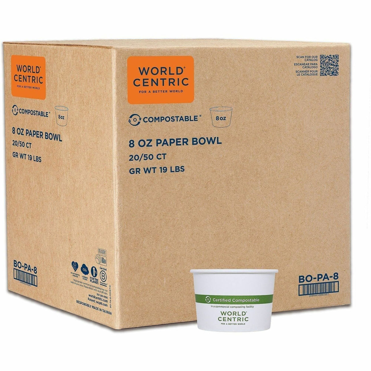 World Centric Compostable White Paper Bowls