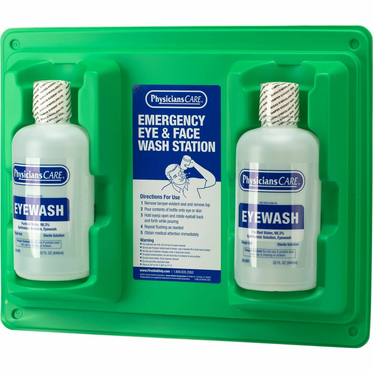 First Aid Only Twin-Bottle Eyewash Station