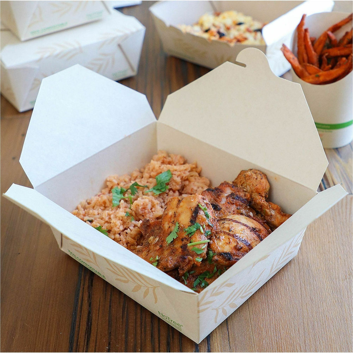 No Tree 46oz Paper Folded Takeout Containers