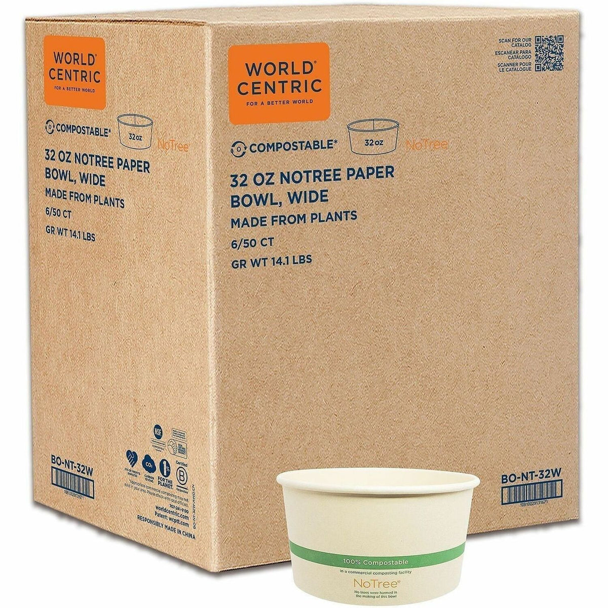 World Centric NoTree Compostable Wide Paper Bowls