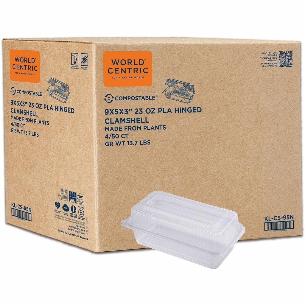 World Centric Compostable Clear Hinged Container