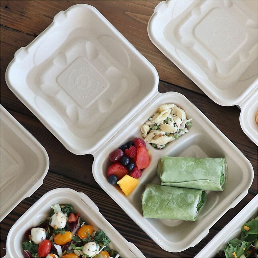 World Centric Compostable Fiber Hinged Container