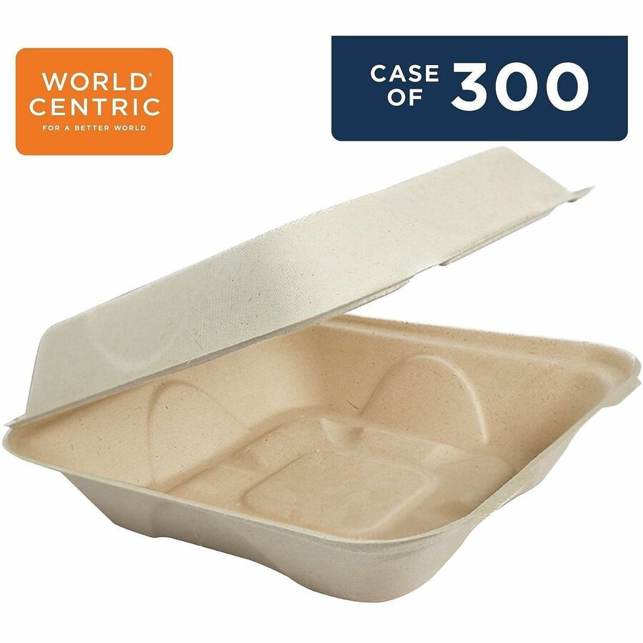 World Centric Compostable Fiber Hinged Container
