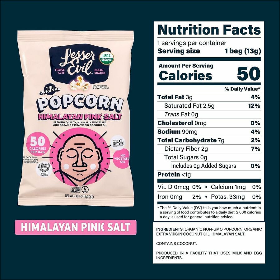 LesserEvil Himalayan Pink Salt Popcorn