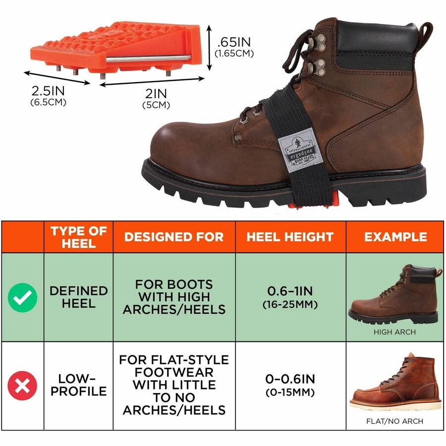 Ergodyne 6317 Mid-Sole Ice Cleats - Heeled Boot