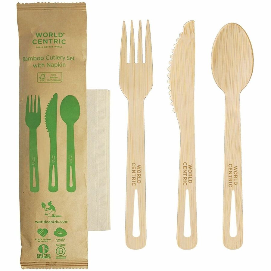 World Centric Compostable Bamboo Cutlery Set