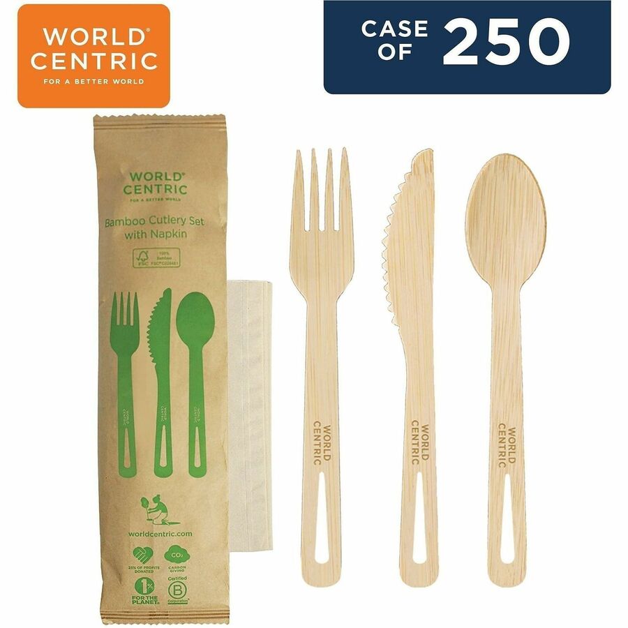 World Centric Compostable Bamboo Cutlery Set