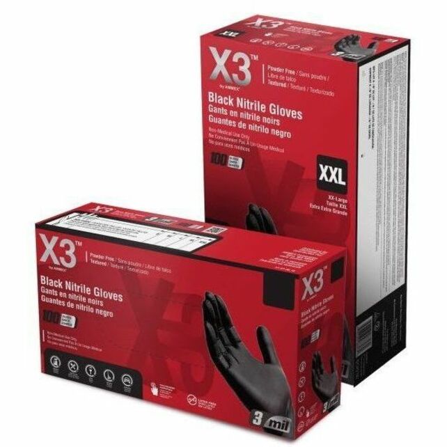 X3 Industrial Black Nitrile Disposable Gloves