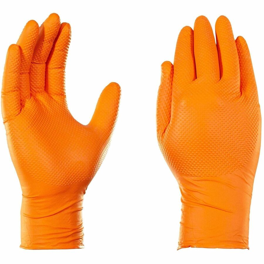 Gloveworks Industrial Orange Raised Diamond Texture Nitrile Disposable Gloves