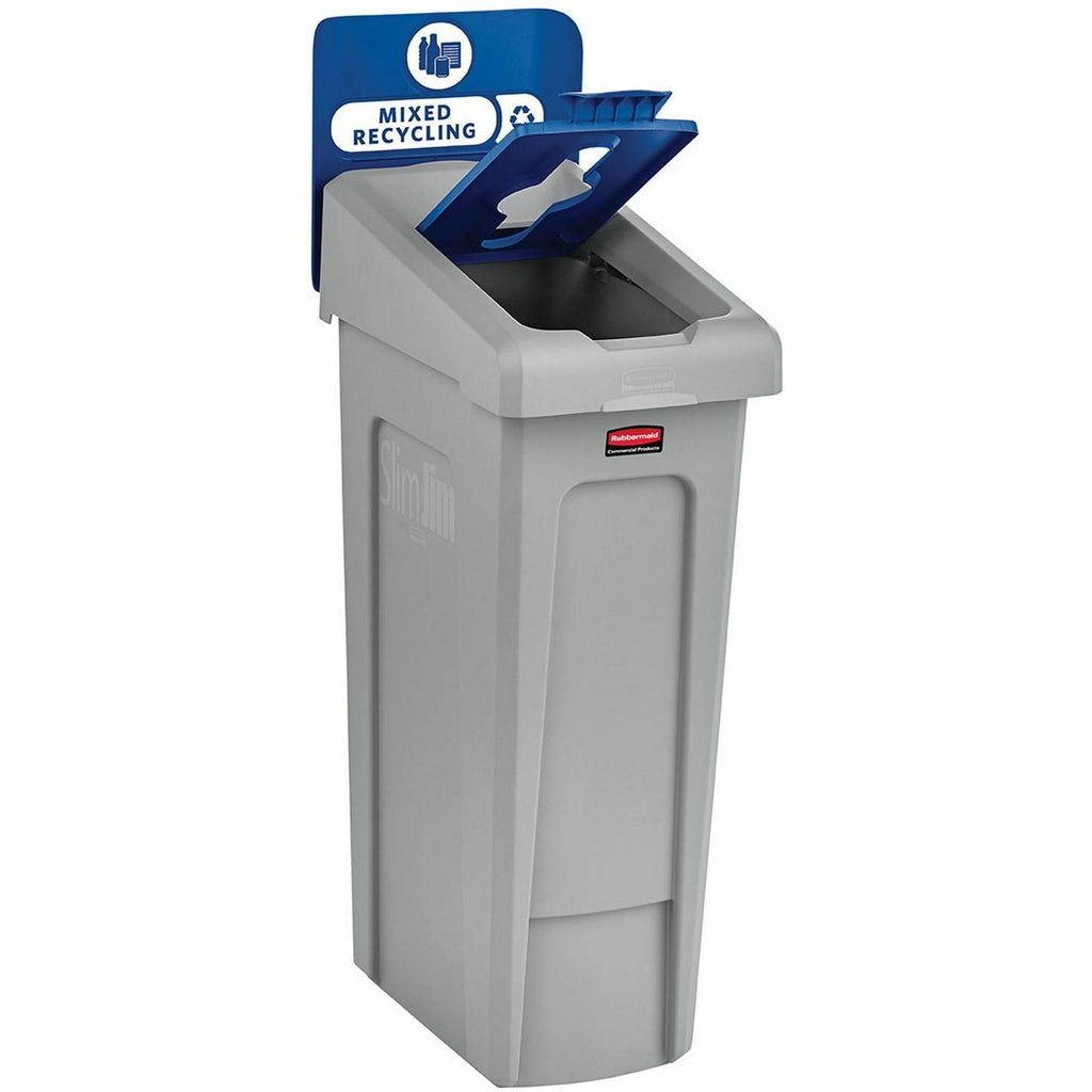 Rubbermaid Commercial Slim Jim Recycling Station 1-Stream Mixed Recycling, 23 Gal