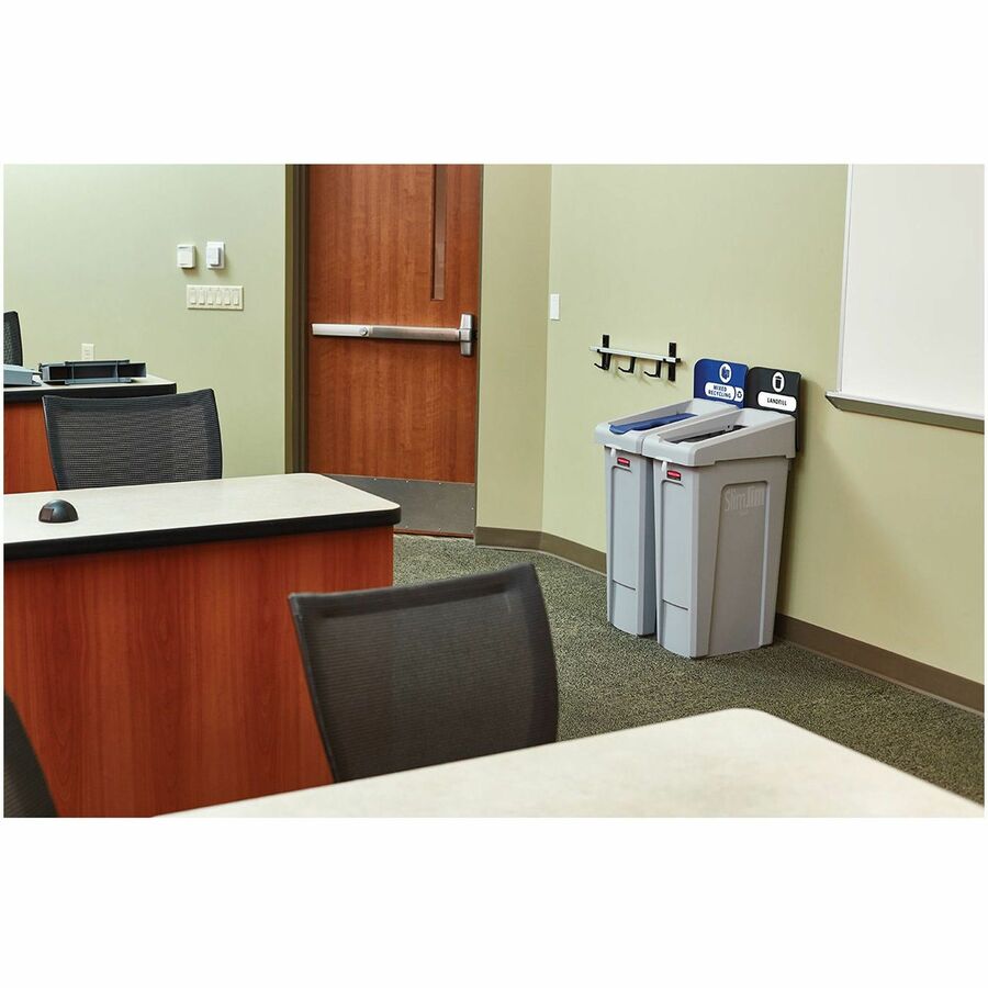 Rubbermaid Commercial Slim Jim Recycling Station 1-Stream Mixed Recycling, 23 Gal